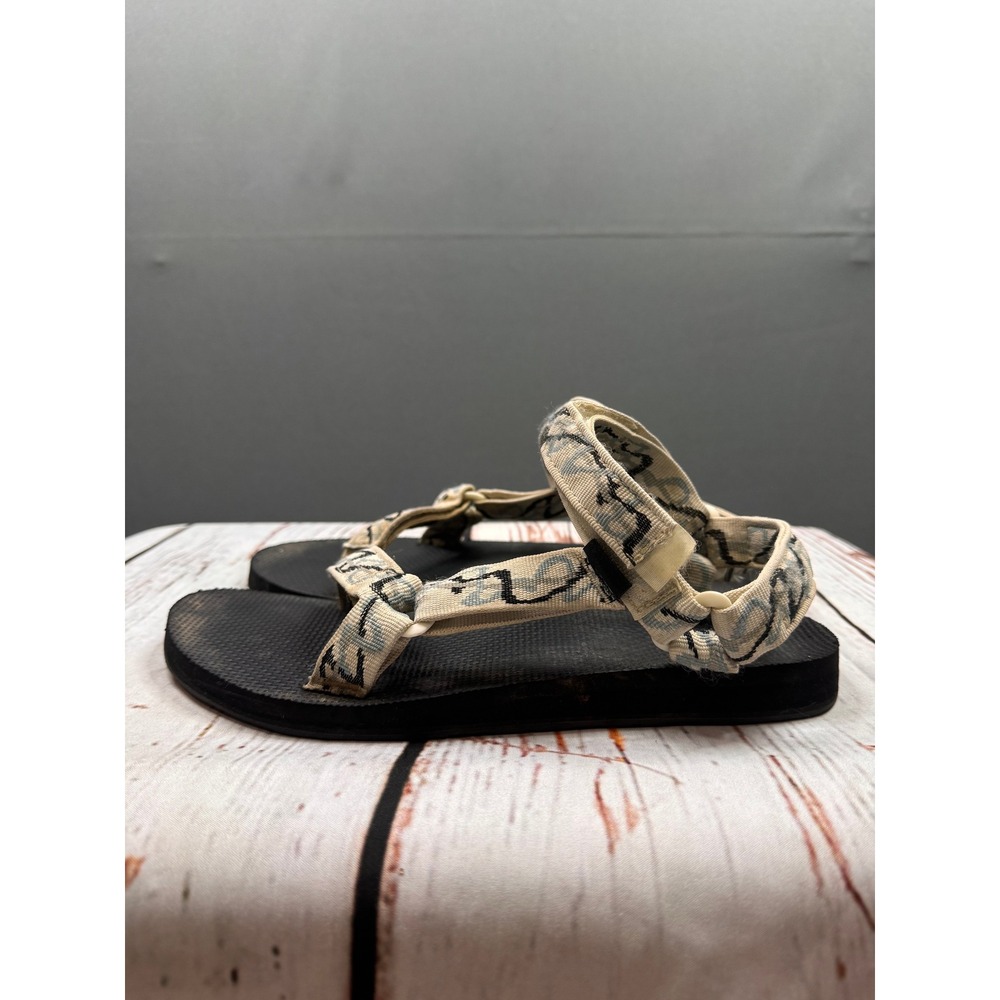 Teva Original Universal Sandals Womens 9 Cream Black Geometric Strappy‎ 1003987